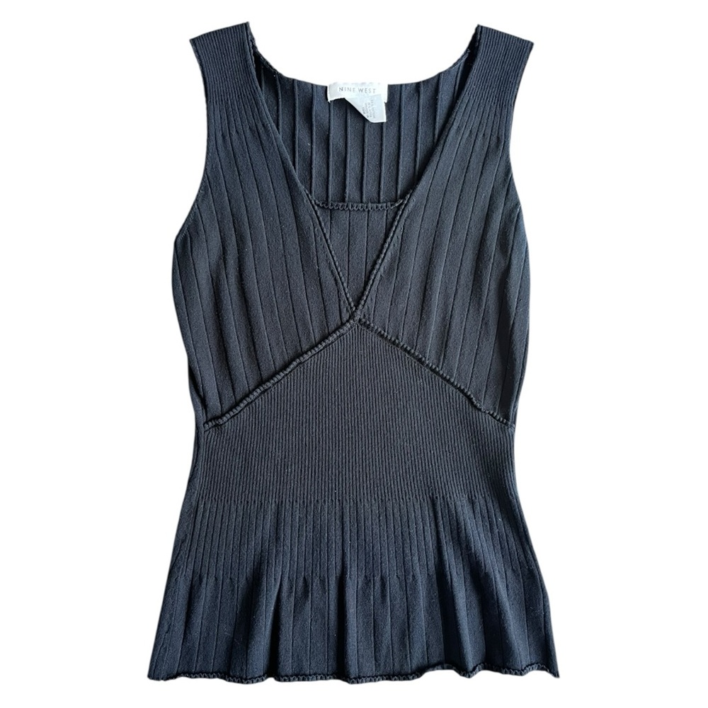 Nine West Black Ribbed Top